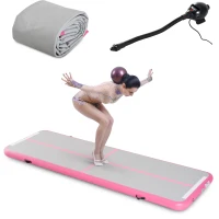 Soozier Gym Exercise Mat 10' Air Track with Pump - Light Grey/Pink(m-10)