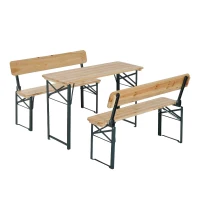Outsunny 4' Wooden Outdoor Folding Picnic Table Set with Benches(m-1)