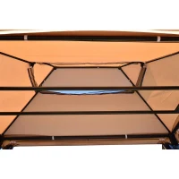 Outsunny Outdoor 3 Person Patio Daybed Canopy Gazebo Swing, Tan with Mesh Walls(m-8)