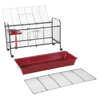 PawHut 42" Metal Wire Small Animal Pet Cage Rabbit Guinea Pig Play House with Wheels and Ramp - Red and Black(m-5)