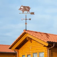 Outsunny Accent Pig Weather Vane - Pure Copper w/ Roof Mount Décor(m-2)