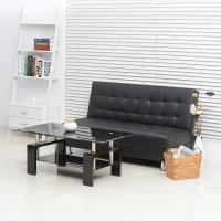 HomCom 44" Urban Contemporary Black Frosted Glass Wood and Chrome Coffee Table(m-3)