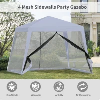 Outsunny Outdoor Sun Shade Gazebo, Canopy Tent with Mesh Screen Walls, Ideal for Garden & Patio, Grey(m-6)