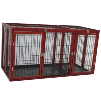 Pawhut 54" x 25" x 27" Deluxe Wood Pet Dog Crate - Dark Red Wood(m-2)