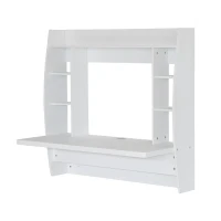 HomCom Floating Wall Mount Office Computer Desk with Storage - White(m-4)