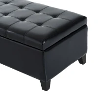 HomCom Large 51” Tufted Faux Leather Modern Storage Ottoman Bench - Black(m-8)