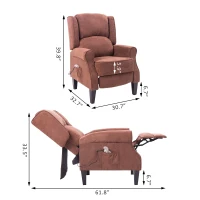 HomCom Artificial Suede Heated Back Massage Recliner Chair - Brown(m-2)