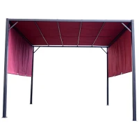 Outsunny 10’ x 10’ Steel Fabric Retractable Pergola Canopy Shade Kit - Wine Red(m-2)