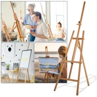 HomCom Beech Wood Folding Art Easel Stand Adjustable - Natural Wood(m-5)
