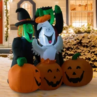 HomCom 5' LED Outdoor Halloween Inflatable Decoration - Monster Pumpkin Party(m-4)