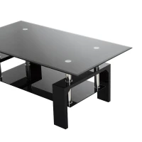 HomCom 44" Urban Contemporary Black Frosted Glass Wood and Chrome Coffee Table(m-5)