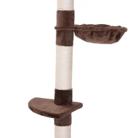 PawHut 106" Adjustable Height Floor-To-Ceiling Vertical Cat Tree - Brown and Cream(m-7)
