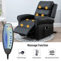 HOMCOM Power Lift Chair Heated Vibrating Massage Recliner Sofa with Remote PU Black(m-4)