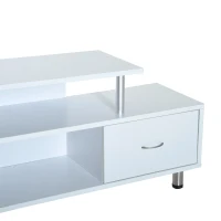 HomCom 60” Media Center Flat Screen TV Stand With Single Drawer Storage - Matte White(m-3)
