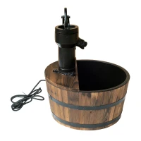 Outsunny 18" Old Fashion Wooden Water Barrel Fountain Outdoor Patio w/ Pump(m-6)