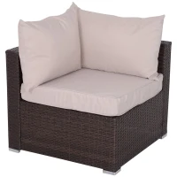 Outsunny 6 Piece Wicker Rattan Outdoor Patio Fan Shape Glass Coffee Table Furniture Set(m-9)