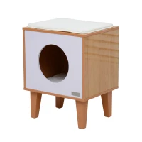 PawHut 20" Mid Century Dual Multi Level Elevated Cat Bed And Lounger Condo(m-1)