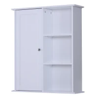HomCom 23.5" W x 28" H Wooden Wall Mounted Bathroom Storage Cabinet - White(m-3)
