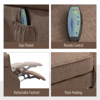 HomCom Vibrating Massage Heated Recliner Chair Sofa Fabric With Remote Control - Light Brown(m-7)