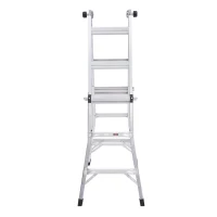 HomCom 11' Adjustable Multi-Purpose Aluminum Folding Ladder(m-5)