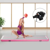 Soozier Gym Exercise Mat 10' Air Track with Pump - Light Grey/Pink(m-2)