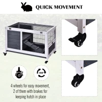 PawHut Rabbit Hutch - Indoor Small Animal House with Pull Out Tray, Casters, Ramp for Easy Mobility(m-6)