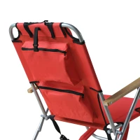 Outsunny Adjustable Backpack Beach / Camp Chair w/ Drink Holder & Storage Pockets - Red(m-10)