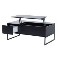HomCom 43" Modern Storage Coffee Table with Lift-Top - Black Woodgrain(m-2)