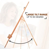 HomCom Beech Wood Folding Art Easel Stand Adjustable - Natural Wood(m-8)