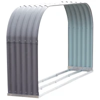 Outsunny 83" Steel Sturdy Firewood Covered Shed Storage Rack - Gray(m-8)