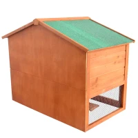 PawHut 48" Elevated Wooden Backyard Rabbit Small Animal Cage Starter Kit with Run and Ramp(m-6)