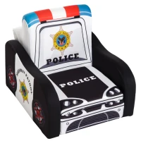 Qaba 17" Multi Spandex Storage Sofa Chair for Kids - Police Car(m-2)