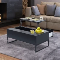 HomCom 43" Modern Storage Coffee Table with Lift-Top - Black Woodgrain(m-3)