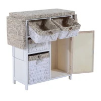 Open Box HomCom Drop Leaf Ironing Board With Shelves and Storage Boxes - Literary Print(m-3)