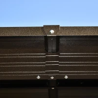 Outsunny 10'x12' Hardtop Gazebo with Mesh Curtains & Steel Slat Canopy, Outdoor Shelter for Patio, Garden, Brown(m-7)