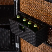 Outsunny 35” Rolling Rattan Wicker Kitchen Trolley Cart - Dark Brown(m-8)