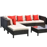 Outsunny 9 Piece Rattan Sectional Wicker Patio Sofa Set Outdoor Seating Furniture(m-6)