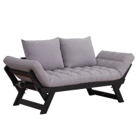 HomCom Single Person Convertible Bed Chaise Lounge Couch Adjustable Padded Lightweight - Silver(m-2)