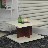 HomCom 32" Modern Square Double Deck Coffee Table - White(m-2)