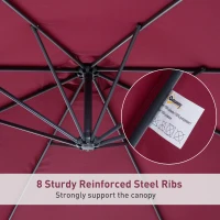 10' Cantilever Hanging Tilt Offset Patio Umbrella with UV & Water Safe Material & Cross Base (Weight Not Included), Red(m-4)