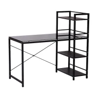 HomCom 50" Modern Office Desk With Storage Shelves Bookcase - Black(m-5)