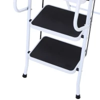 HOMCOM Folding 3 Step Stool Ladder with Safety Rails and Tool Bag Holder(m-8)