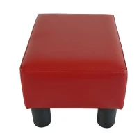 Homcom 15" Rectangular Faux Leather Padded Ottoman Footrest Bedroom Entry Hall Stool Chair Seating - Red(m-3)