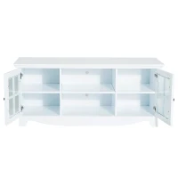 HomCom 56" Modern Country Media Storage Entertainment Center TV Stand - Matte White(m-6)