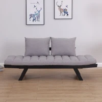 HomCom Single Person Convertible Bed Chaise Lounge Couch Adjustable Padded Lightweight - Silver(m-6)