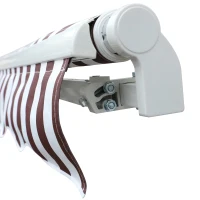 Outsunny 10' x 8' Retractable Sun Shade Patio/Window Awning that Opens Smooth & Quietly Reducing Heat in Your Home - White/Coffee(m-12)