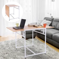 HomCom 47" Versatile Wood Top Drop Leaf Office Computer Desk Folding Side Table - White(m-7)