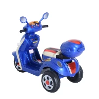 Aosom 6V Kids Ride On Moped Scooter Electric with Headlight and Music - Blue(m-2)