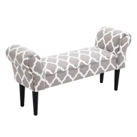 HomCom Designer Upholstered Ottoman Linen Covering Vanity Seat - Grey(m-1)