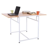 HomCom 47" Versatile Wood Top Drop Leaf Office Computer Desk Folding Side Table - White(m-3)